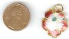 1 22x19mm Dark Pink Cloisonné Flower Pendant